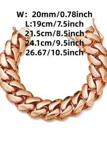 20mm Rose Gold Plated Cuban Bracelets Pulseras Para Hombre High Polish Smooth Thick Cuban Link Chain Bracelets For Men Hiphop Jewelry - 寬度20毫米 - 查看 5