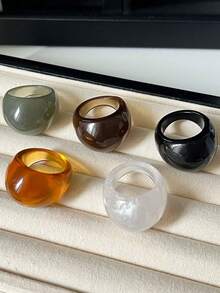 1 buc Inel Retro din Rășină pentru Femei, Inel Asimetric Solid Transparent Multicolor cu Gradient, Inel Personalizat Exagerat Elegant Asimetric Geometric Negru Alb Maro Culoare Mov, Potrivit pentru Purtare Zilnică, Adunări, Întâlniri, Petreceri, Un Inel Cadou Minunat pentru Femei de Sărbători, Aniversări