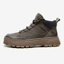 CAMEL CROWN Men's High-Top Work Boots, Retro Thick Sole Anti-Slip Breathable Outdoor Hiking Boots, Autumn - Grey - View 4