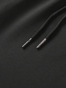 男士休闲户外运动裤和夹克套装，情侣运动套装，秋冬 - 黑色 - 查看 7