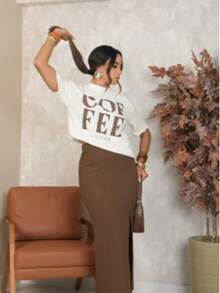 Camiseta T-shirt  Silk Coffee café - Branco - Visão 2