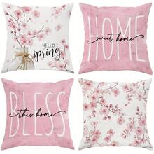 2D, Gói 4 Vỏ gối trang trí in họa tiết hoa một mặt - 17,7*17,7 inch, Họa tiết hồng và trắng nhẹ nhàng, Trang trí mùa hè cho phòng khách/phòng ngủ/ghế sofa/giường, Có thể giặt bằng máy có khóa kéo (Không bao gồm ruột gối) - Nhiều màu - Xem 11
