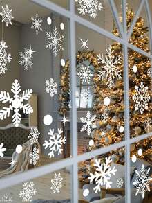 ملصقات نافذة بشكل رقائق الثلج البيضاء بمساحة 1/4 ورقة، ملصقات ديكور نوافذ بموضوع عيد الميلاد الأبيض، ملصقات رقائق الثلج الشتوية لحفلات، لوازم حفلات موضوع فروزن وعيد رأس السنة، للنوافذ الزجاجية، ديكور مكتبي شتوي، ديكورات حفلة رأس السنة بموضوع الثلج والجليد (توصيل ورقة عشوائية واحدة)