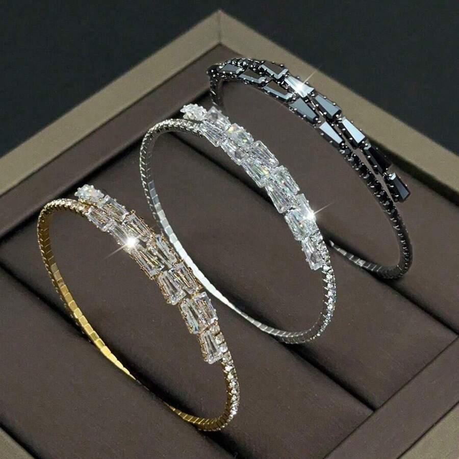 1 件奢华人造锆石和水钻可调节手镯 - 手鐲 - 查看 1