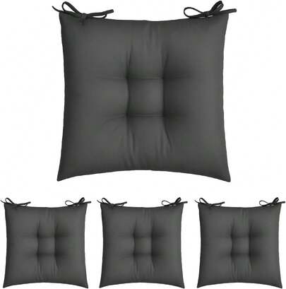 Mosley Cojines para Silla de Comedor con Lazos, Suaves, cómodos, capitonados, Cuadrados, para Cocina, Comedor, Oficina, Sala de Estar, Patio Varios Colores (Gris Oxford, 4)