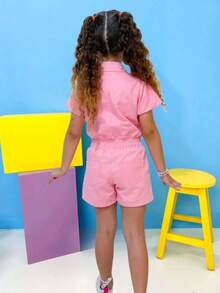 Kit 2 Girls' Jumpsuit Casual Fashion Blogger - Rosa Pálido - Ver 10