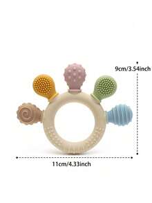 Baby Stegosaurus Silicone Teething Toy Babies Cute Dinosaur Wooden Ring Toys Easy To Grip Cartoon Dino Design Toddler Infant Accessory Youngest Teether Gifts
