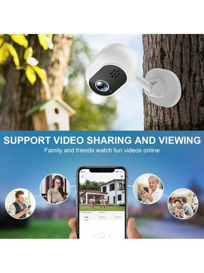 WiFi Slimme Home Security Camera 1080P HD Voice Intercom, Night Vision USB Powered Indoor/Outdoor Surveillance System, Motion Alert System Remote Mobile Viewing Sleek Wit Compact view 4