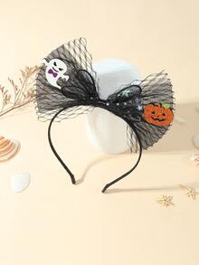 1 Stück 3-lagiger Tüll Geist Kürbis Schleife Halloween Party Haarband