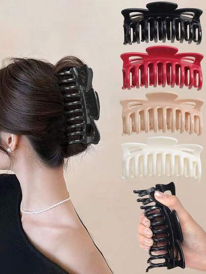 4pcs Minimalist Glossy Silicone Soft Butterfly Claw Hair Clips, Large Size For Thick Hair, Shockproof, Durable, Solid Color, Suitable For Daily Use, Work, Commute, Gatherings Elegant Hair Accessories Elegant Claw Clip Winter Hair Clutch