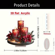 2 pezzi Portacandele natalizio in acrilico piatto bohémien con base, design di candele rosse e dorate con fiori di poinsettia e verde, perfetto per la casa, la camera da letto e la decorazione natalizia del tavolo del soggiorno, stile bohémien, design elegante di candele, decorazione natalizia