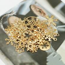 20pcs Mixed Christmas Snowflake Ornaments, Assorted Gold, Silver, Multicolor Snowflake Pendants For DIY Jewelry, Bracelet, Earrings, Craft Making - Multicolor - View 7