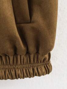 ZEVITY Women Vintage Turn Down Collar Long Sleeve Pockets Design Loose Suede Coat Casual Retro Streetwear Spring Fall Winter Jacket Tops CT1301 - Brown - View 6