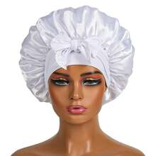 Women's Bonnet: Solid Color Adjustable Tie Style, Fashionable Silky Satin Cap For Casual Hair Protection And Non-Slip Sleep Wear