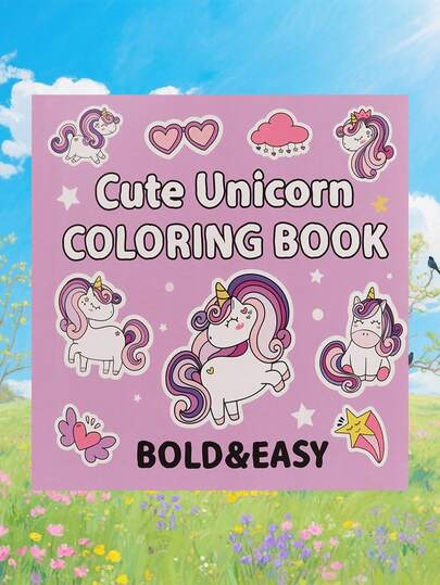 1 件“可爱独角兽”涂色书放松书写和绘画板，用于创造性想象、焦虑和情绪缓解 | 圣诞节、万圣节、感恩节、生日、派对和独角兽生日派对用品的理想礼物