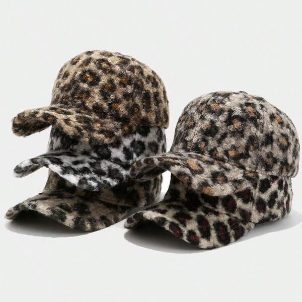 1 pezzo Berretto da baseball unisex in finta pelliccia con stampa leopardata, adatto per uso quotidiano, all'aperto, per strada, per feste