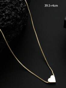 قلادة قلب فضة عيار 925 بسيطة، بسلسلة ذهبية اللون، إكسسوار عصري مناسب للاستخدام اليومي والحفلات، مجوهرات راقية