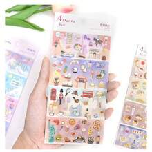 3pcs Random Creative Golden Foil Beach Season Travel Food Stickers Scrapbooking Journal Sticker Stationery Decor Aesthetic Gift