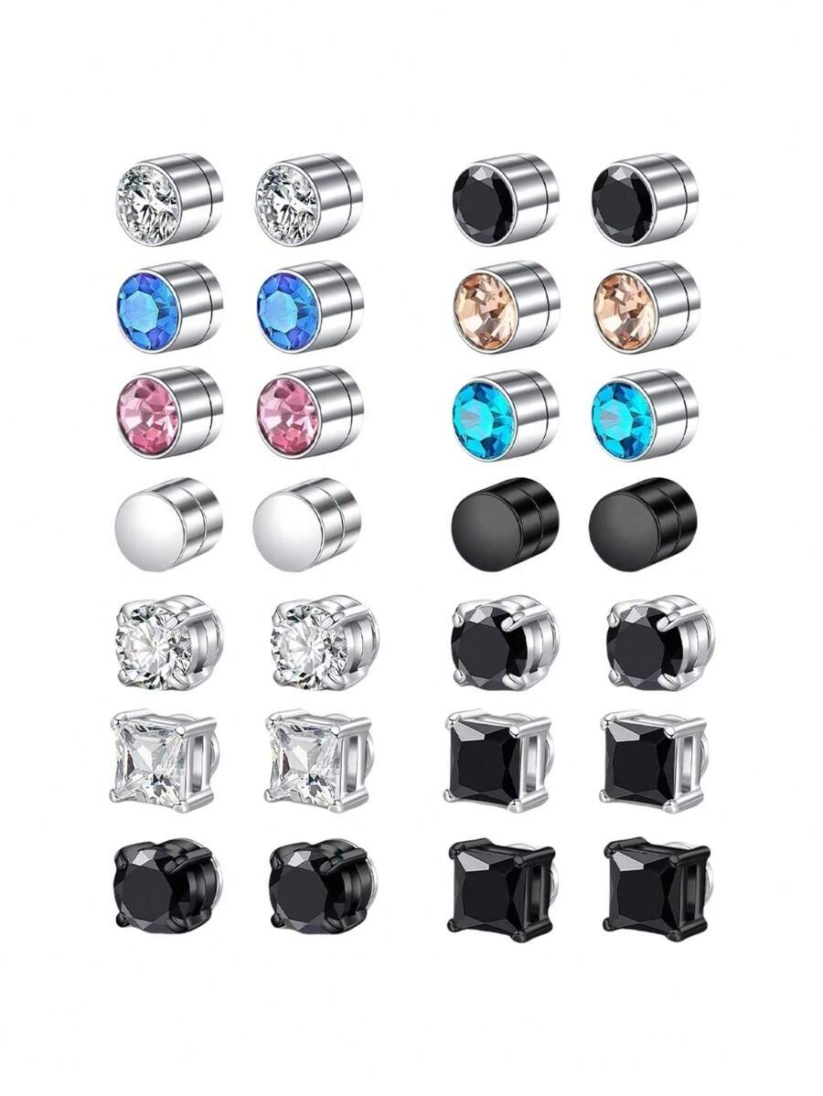 6Pcs Fake Earrings For Men Women Stud Earrings For Men Fake Earrings Clip On Earrings For Men Fake Earrings CZ Dia 5mm-6mm