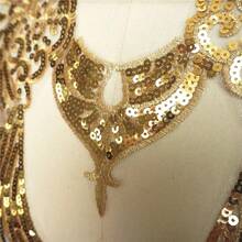 1 件金色亮片蕾丝刺绣贴花服装领口装饰配件 - 金色 - 查看 7