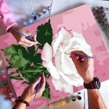 DIY Digital Oil Painting Acrylic Kit For Adults, 20*30cm With Paint And Brushes, Ideal For Stress Relief, Paint By Numbers, Handmade Numbered Painting, Floral Colored Canvas Design, Room Decor Wall Art, Beginner Painting, Perfect Gift For Friends - White - View 2