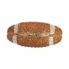 Novelty Football Shape Rhinestone Bag For Women Shiny Crystal Clutch Purse Party Handbag For Prom Cocktail - 棕色 - 查看 5