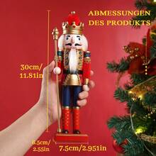 Klassischer Nussknacker König 30CM Handgehaltenes Zepter Weihnachtsdekoration Für Tisch Vitrine Und Wohnzimmer Festliches Geschenk