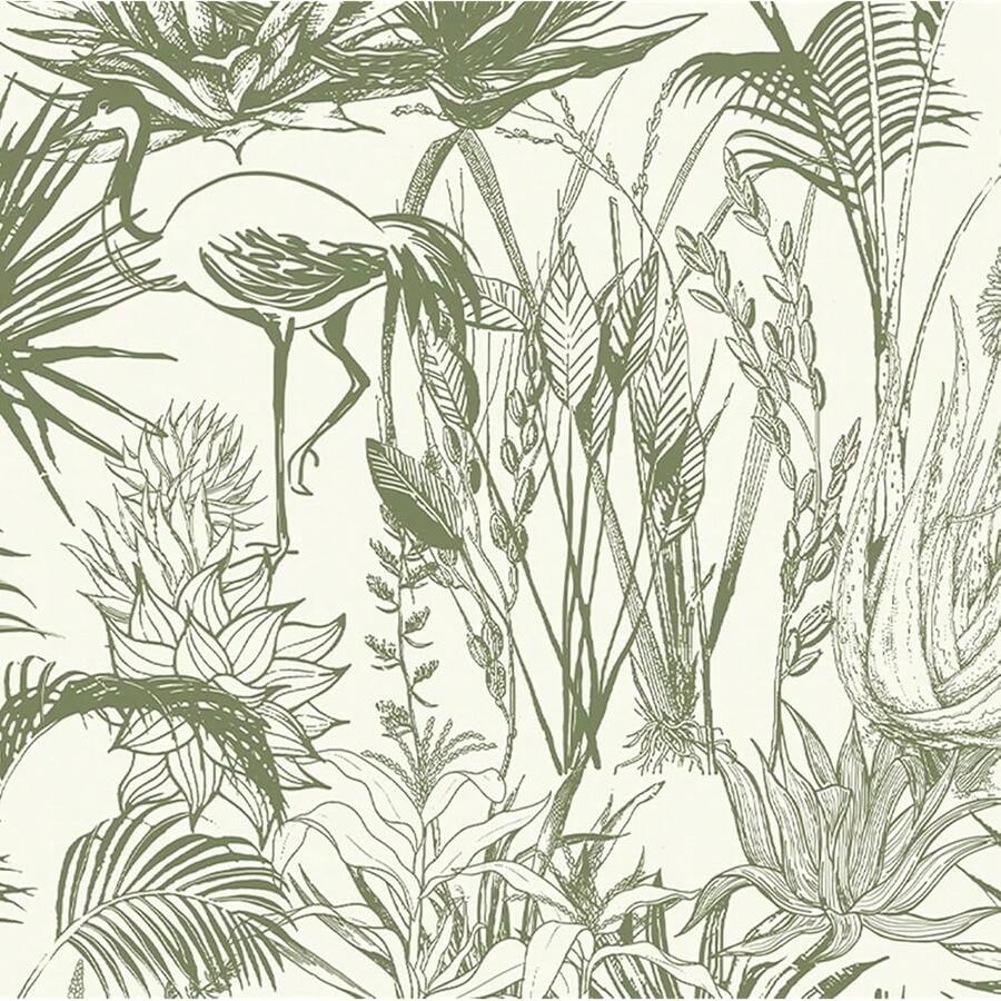 Timeet Peel And Stick Wallpaper Sage Green Leaf Wallpaper Peel And Stick Modern Forest Wallpaper Self-Adhesive Removable Contact Paper Jungle Wallpaper For Bedroom Bathroom 16"X118"{"Size_name":"16inX118in","Color_name":"Green"} - 綠色 - 查看 1