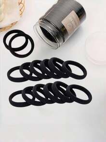 50/100pcs Canned Girls' Basic High Elasticity Hair Tie Ponytail, Simple And Seamless Elastic Hair Ties Suitable For Daily Leisure, Perfect For Women. High Elasticity Towel Hair Ties, Seamless Hair Ropes, Rubber Band Hair Accessories For Women, Canned Hair Ties, Storage Can Storage. Suitable For Women's Daily And Special Occasions (Teacher's Day, Back To School, Graduation Ceremony) Throughout The Season, As Well As For Girls' Hair Accessories. Head Accessories Elastic Band - Black - View 4