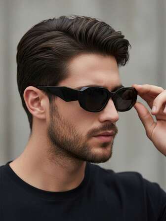 Men's Rectangular Small Frame Square Plastic Fashion Glasses, Fashion Classic Style, Suitable For Outdoor, Travel, Beach, Casual, Summer, Driving, Summer Beach Vacation, Outdoor Travel, For Both Men And Women