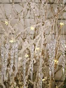 12pcs Transparent Ice Column Pendant - Elegant Hanging Pointed Ice Columns, DIY Holiday Atmosphere Decoration, Suitable For Christmas Trees, Weddings, Parties, Durable PVC Ice Chains, Easy To Hook, Indoor/Outdoor Use