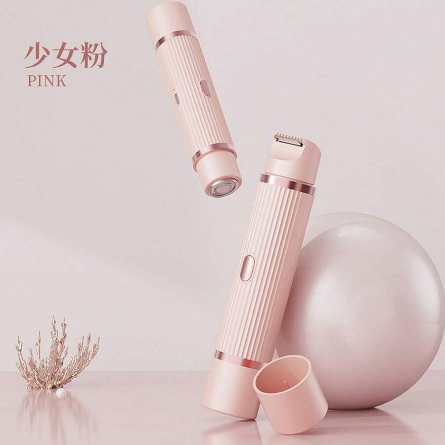 Rechargeable Electric Epilator For Women Hair Remover Double Razor - Hồng - Xem 1