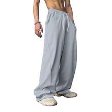 WZIKAI Men's Baggy Sweatpants Elastic Waist Drawstring Wide Leg Sweatpants Casual Loose Baggy Joggers With Pockets{"Size_name":"Large","Color_name":"LightGrey"} - 淺灰色 - 查看 3