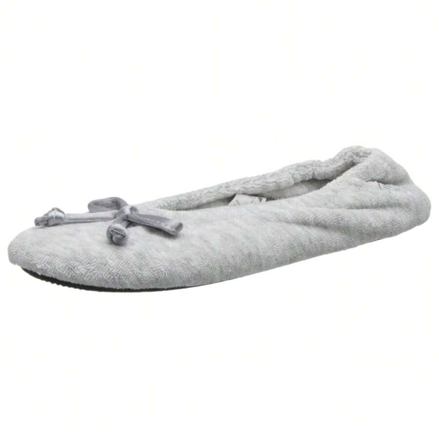 Zapatilla de ballet con lazo de satén Isotoner Signature Terry para mujer-915 - Gris brezo - Ver 1