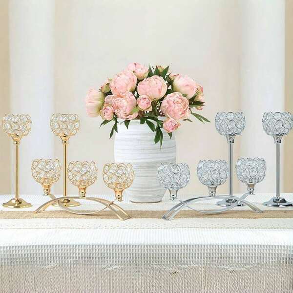 Bougeoir à photophore en cristal, centre de table décoratif pour la maison, les mariages, les fêtes, les anniversaires