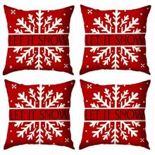 4 buc. fețe de pernă roșii de Crăciun, decor de Crăciun tip casă de la țară, fețe de pernă decorative cu model de camion de Crăciun, potrivite pentru canapea, sufragerie, exterior, inserția de pernă nu este inclusă