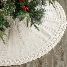 1pc 24/36/48 Inch Bowknot Christmas Tree Skirt, Burgundy/White, Christmas Tree Base Decoration, Create Holiday Atmosphere, Suitable For Christmas Decoration, Holiday Decoration And Home Decor - Multicolor - View 2