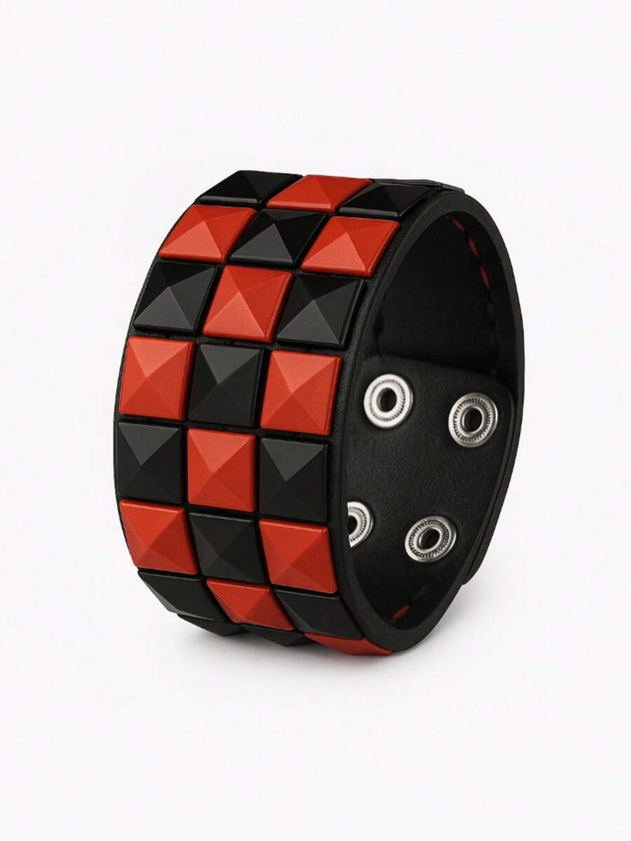 Spike Scene Bracelet Red With Black Pop Punk - Red - View 1