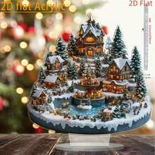 波西米亚风格亚克力圣诞村桌面装饰 - 非常适合家庭、咖啡厅、办公桌和卧室的节日氛围 - 彩色 - 查看 4