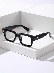 1pc Unisex Plastic Rectangular Frame Black Vintage Modern Simple Style Clear Glasses Hiking Back To School Daily Life Rave Party Street-Photography Vacation Outfits Business Ideal Choice For Gift - Clear - View 1