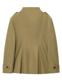 Women's Khaki Bomber Jacket, Casual Long Windbreaker For Autumn/Winter, Button-Up Long Sleeve Street Style Outerwear - Khaki - View 4