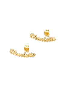 Custom Name Women's Earrings Classic Stainless Steel Gold Cursive Letters Arc Earrings Bohemian Summer Earrings Personalized Charm Birthday Jewelry Memorial Gift For Wife Christmas Gift Daily Wear - Gold Frosted - View 5