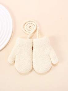 1 Pasang Sarung Tangan Bayi Warna Polos Tebal Bahan Fleece Hangat Musim Dingin Anti-Beku dengan Tali Pengikat untuk Bayi Laki-laki dan Perempuan - 1Pair - View 13