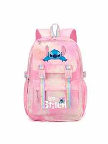 Stitch Student Backpack Large Capacity Rainbow Print Cartoon Outdoor Backpack Large Capacity Makeup Storage Bag, For Lipstick, Brush, Skincare, Mobile Phone, Coin, Small Items - Multicolor - View 8