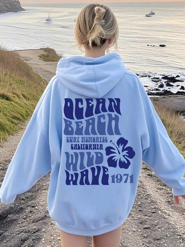 Teen Girl Letter-Printed Hooded Sweatshirt, Casual Hooded Sweatshirt, Suitable For Autumn And Spring, Girls' Clothing, Suitable For Various Occasions Such As School, Vacation, Shopping And Sports