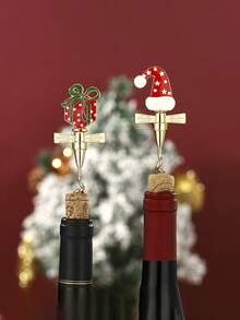 1 pieza Abridor de botellas de vino de Navidad con diseño de oso y perro con sombrero, de material de aleación resistente, regalo navideño para el hogar, bar, cocina o decoración de fiestas, decoraciones navideñas, utensilios de cocina, entretenimiento en el hogar, regalo de Navidad, celebraciones navideñas, decoraciones navideñas, abridor de botellas de Navidad, suministros para fiestas de Navidad, cena familiar