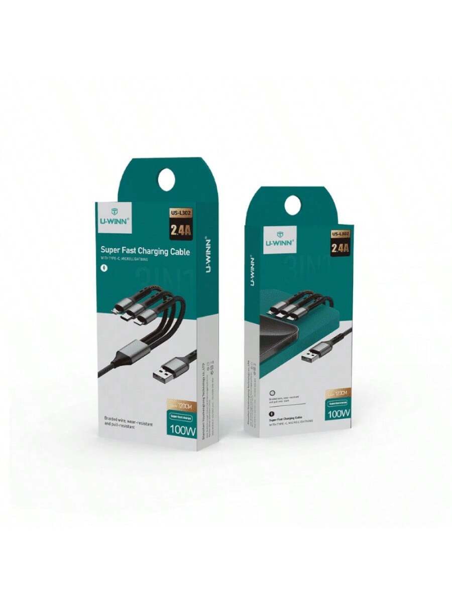 L302 Cable 3 EN 1 PD100W 1M Negro USB 3.0