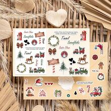 8 piezas de pegatinas de decoración navideña, acabado mate, autoadhesivas, PVC, forma asimétrica, idioma inglés, de un solo uso, para manualidades de scrapbooking, laptop, computadora, teléfono, guitarra, decoración de equipaje, regalos navideños, vuelta al colegio