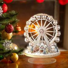 1 pièce Scène de grande roue de Noël plate 2D en acrylique coloré avec support, décoration pour la maison et le bureau, cadeau de vacances idéal, style artistique, plaque décorative et ornement polyvalents