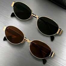 1/2 Pcs Of Women's Metal Frame Oval/Polygonal Fashion Glasses, Suitable For Daily Use And Outdoor Activities